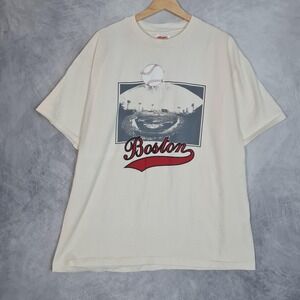 Vintage Boston Baseball Shirt Mens XL White Stadium Graphic Hanes Sports Tee